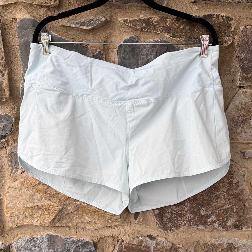 Lululemon Speed Up Shorts Light Blue Size 14 Running Athletic Lined Lightweight